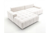 Designer Ecksofa Pino in Samt mit Schlaffunktion & Stauraum – Weiß – Links