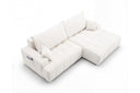 Designer Ecksofa Pino in Samt mit Schlaffunktion & Stauraum – Weiß – Rechts