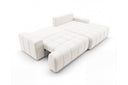 Designer Ecksofa Pino in Samt mit Schlaffunktion & Stauraum – Weiß – Rechts