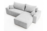 Designer Ecksofa Rino in Cord mit Schlaffunktion & Stauraum – Hellgrau – Links