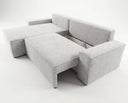 Designer Ecksofa Rino in Cord mit Schlaffunktion & Stauraum – Hellgrau – Rechts