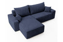 Designer Ecksofa Rino in Cord mit Schlaffunktion & Stauraum – Blau – Rechts