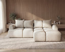 Designer Ecksofa Corso in Samt mit Schlaffunktion & Stauraum – Beige – Rechts