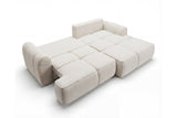 Designer Ecksofa Corso in Samt mit Schlaffunktion & Stauraum – Beige – Rechts