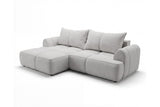 Designer Ecksofa Corso in Samt mit Schlaffunktion & Stauraum – Hellgrau – Links