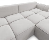 Designer Ecksofa Corso in Samt mit Schlaffunktion & Stauraum – Hellgrau – Rechts