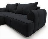 Designer Ecksofa Corso in Samt mit Schlaffunktion & Stauraum – Schwarz – Links