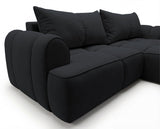 Designer Ecksofa Corso in Samt mit Schlaffunktion & Stauraum – Schwarz – Rechts