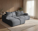 Designer Ecksofa Corso in Samt mit Schlaffunktion & Stauraum – Grau – Links
