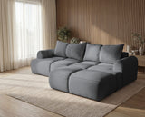Designer Ecksofa Corso in Samt mit Schlaffunktion & Stauraum – Grau – Rechts