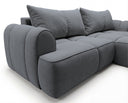 Designer Ecksofa Corso in Samt mit Schlaffunktion & Stauraum – Grau – Rechts