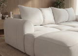 Designer Ecksofa Corso in Samt mit Schlaffunktion & Stauraum – Weiß – Links