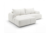 Designer Ecksofa Corso in Samt mit Schlaffunktion & Stauraum – Weiß – Links