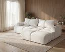 Designer Ecksofa Corso in Samt mit Schlaffunktion & Stauraum – Weiß – Rechts