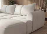 Designer Ecksofa Corso in Samt mit Schlaffunktion & Stauraum – Weiß – Rechts