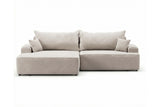 Designer Ecksofa Frido in Samt mit Schlaffunktion & Stauraum – Beige – Links