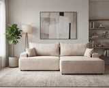 Designer Ecksofa Frido in Samt mit Schlaffunktion & Stauraum – Beige – Rechts