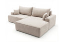 Designer Ecksofa Frido in Samt mit Schlaffunktion & Stauraum – Beige – Rechts