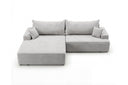 Designer Ecksofa Frido in Samt mit Schlaffunktion & Stauraum – Hellgrau – Links