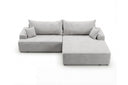 Designer Ecksofa Frido in Samt mit Schlaffunktion & Stauraum – Hellgrau – Rechts