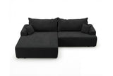 Designer Ecksofa Frido in Samt mit Schlaffunktion & Stauraum – Schwarz – Links