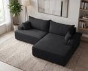 Designer Ecksofa Frido in Samt mit Schlaffunktion & Stauraum – Schwarz – Rechts