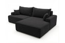 Designer Ecksofa Frido in Samt mit Schlaffunktion & Stauraum – Schwarz – Rechts