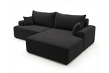 Designer Ecksofa Frido in Samt mit Schlaffunktion & Stauraum – Schwarz – Rechts