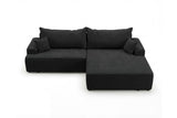 Designer Ecksofa Frido in Samt mit Schlaffunktion & Stauraum – Schwarz – Rechts