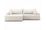 Designer Ecksofa Frido in Samt mit Schlaffunktion & Stauraum – Weiß – Links