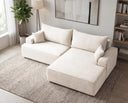 Designer Ecksofa Frido in Samt mit Schlaffunktion & Stauraum – Weiß – Rechts