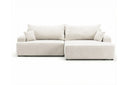 Designer Ecksofa Frido in Samt mit Schlaffunktion & Stauraum – Weiß – Rechts
