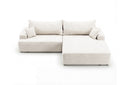 Designer Ecksofa Frido in Samt mit Schlaffunktion & Stauraum – Weiß – Rechts