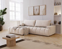 Designer Ecksofa Nemo in Stoff mit Schlaffunktion & Stauraum – Beige – Links