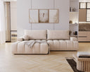 Designer Ecksofa Nemo in Stoff mit Schlaffunktion & Stauraum – Beige – Links