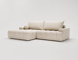Designer Ecksofa Nemo in Stoff mit Schlaffunktion & Stauraum – Beige – Links