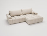 Designer Ecksofa Nemo in Stoff mit Schlaffunktion & Stauraum – Beige – Rechts