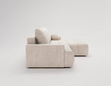 Designer Ecksofa Nemo in Stoff mit Schlaffunktion & Stauraum – Beige – Rechts