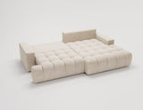 Designer Ecksofa Nemo in Stoff mit Schlaffunktion & Stauraum – Beige – Rechts