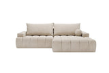 Designer Ecksofa Nemo in Stoff mit Schlaffunktion & Stauraum – Beige – Rechts
