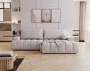 Designer Ecksofa Nemo in Stoff mit Schlaffunktion & Stauraum – Hellgrau – Rechts