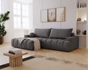 Designer Ecksofa Nemo in Stoff mit Schlaffunktion & Stauraum – Anthrazit – Links