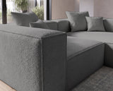 Designer Ecksofa Reno in Bouclé – Grau – Rechts