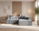Designer Ecksofa Reno in Samt – Grau – Rechts