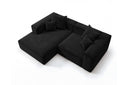 Designer Ecksofa Reno in Samt – Schwarz – Links