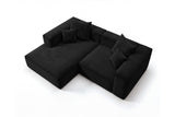 Designer Ecksofa Reno in Samt – Schwarz – Links
