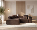 Designer Ecksofa Reno in Samt – Braun – Links