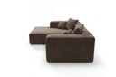 Designer Ecksofa Reno in Samt – Braun – Links