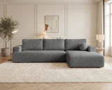 Designer Ecksofa Vanto in Bouclé – Grau – Rechts