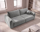 Designer 3 Sitzer Sofa Nora in Samt mit Schlaffunktion & Stauraum – Grau